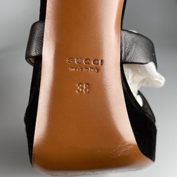 Gucci Women’s EU 38 US 8 Black Velvet Strappy Slip On Pumps Heels EUC - Picture 8 of 8